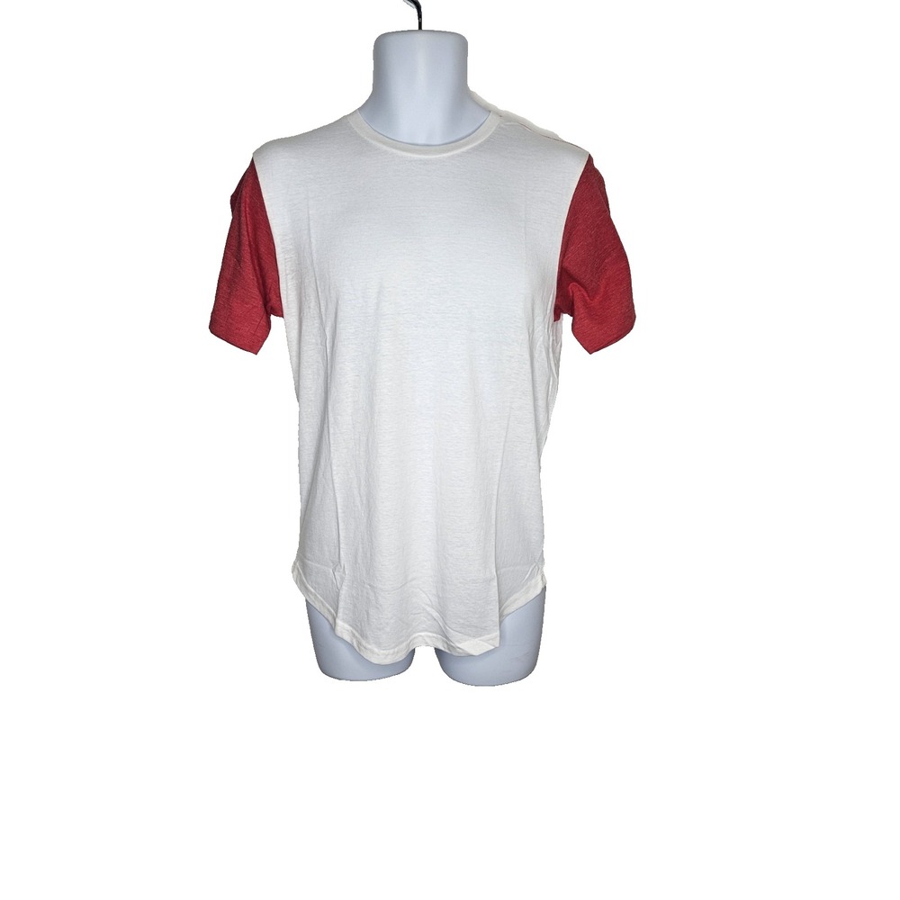 Goodlife Tri-Blend Crewneck T-Shirt White Red Raglan Sleeves Size M Made in USA